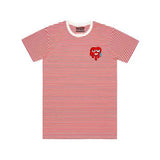 Drippy heart red/w stripe short sleeve tee