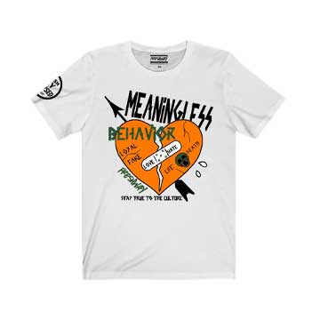 Meaningless behavior white & orange tee