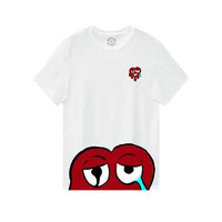 White/Cherry Red Drippy on drip Tee