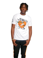 Meaningless behavior white & orange tee