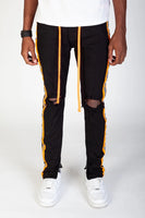 Reflective taped pants (Black & Orange)