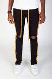 Reflective taped pants (Black & Orange)