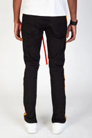Reflective taped pants (Black & Orange)