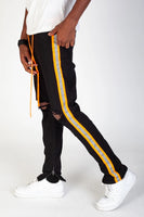 Reflective taped pants (Black & Orange)