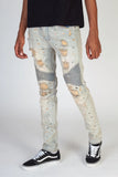 RIPPED MOTO JEANS WITH MULTI-PAINT SPLATTER