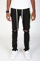 Reflective tape pants black and lime green