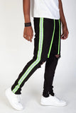Reflective tape pants black and lime green