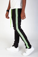 Reflective tape pants black and lime green